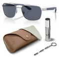 thumbnail image 1 of Ray-Ban RB3701 Rectangle Shaped Non-Polarized Sunglasses for Men - Includes Official RAYBAN Eyewear Kit - Ideal Formal & Casual Wear Sunglasses - Dark Grey Lens, 1 of 7