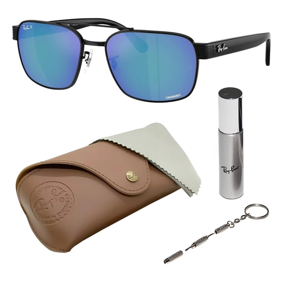 Ray-Ban RB3751CH CHROMANCE POLARIZED Square-Round Shaped Sunglasses for Men & Women - Includes Official Rayban Eyewear Kit - Ideal Formal & Casual Wear Sunglasses - Brown Chromance Lens