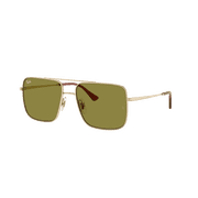 RAY-BAN RB3758 ARI BIO-BASED Square Shape Sunglasses Polished Pale Gold Frame | Green Lens 56mm
