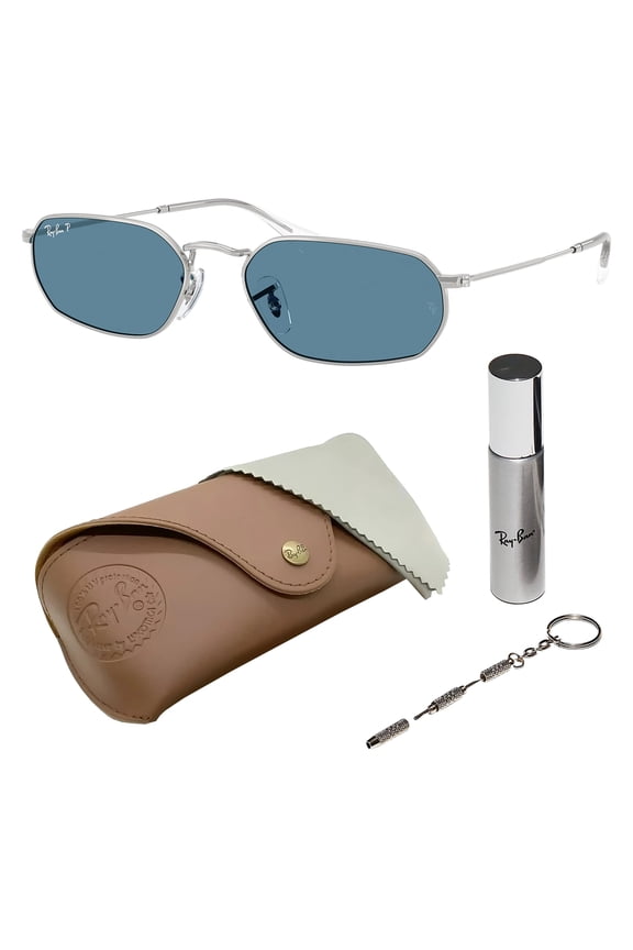 RB3947 POLARIZED Oval Shaped Sunglasses for Men & Women - Includes Official Rayban Eyewear Kit - Ideal Formal & Casual Wear Sunglasses - BLUE Lens