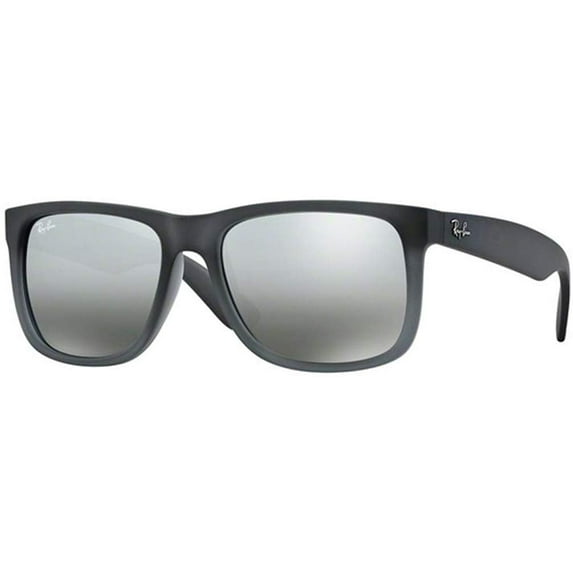 Ray-Ban RB4165 JUSTIN 852/88 51M Rubber Grey/Grey Transp./Grey Silver Mirror Gradient Sunglasses For Men For Women
