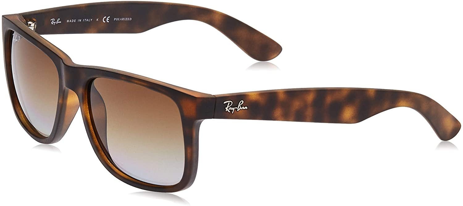 Ray-Ban RB4165 JUSTIN 865/T5 55M Havana Rubber/Brown Gradient Polarized Sunglasses For Men For Women