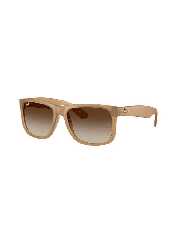 RB4165 JUSTIN CLASSIC Square Shape Sunglasses Polished Rubber Beige Frame | Gradient Brown Lens 55mm