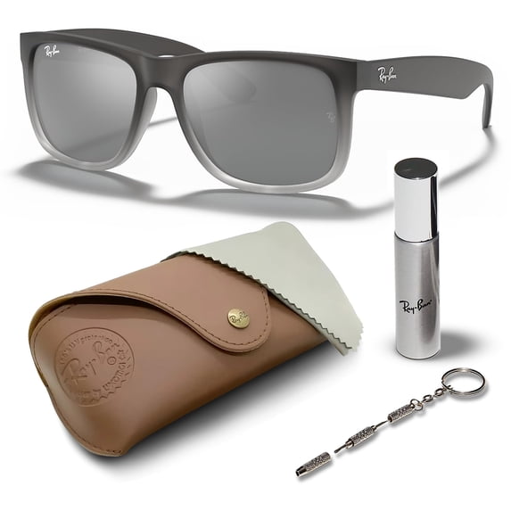 Ray-Ban RB4165 JUSTIN CLASSIC Square Shaped Non-Polarized Sunglasses for Men - Includes Official RAYBAN Eyewear Kit - Ideal Formal & Casual Wear Sunglasses - Grey Gradient Lens