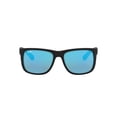 thumbnail image 1 of Ray-Ban Justin Sunglasses for Women and Men with Rubber Black Frames and Blue Flash Lenses, Size 55, 1 of 10