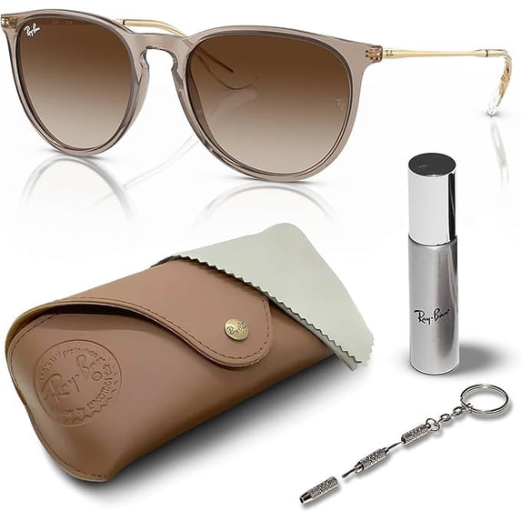 Ray-Ban RB4171 ERIKA CLASSIC Phantos Shaped Non-Polarized Sunglasses for Women - Includes Official RAYBAN Eyewear Kit - Ideal Formal & Casual Wear Sunglasses - Brown Lens