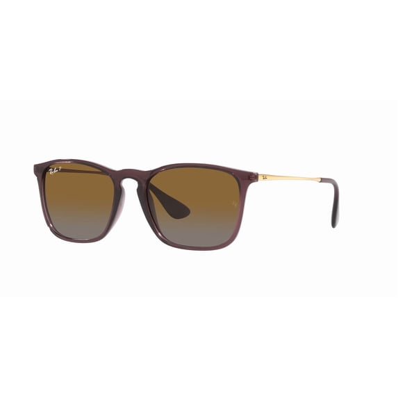 RAY-BAN RB4187 CHRIS Square Shape Sunglasses Polished Transparent Brown Frame | Polarized Brown Lens 54mm
