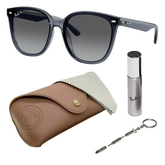 Ray-Ban RB4423D POLARIZED Square Shaped Sunglasses for Men & Women - Includes Official Rayban Eyewear Kit - Ideal Formal & Casual Wear Sunglasses - Grey Gradient Lens