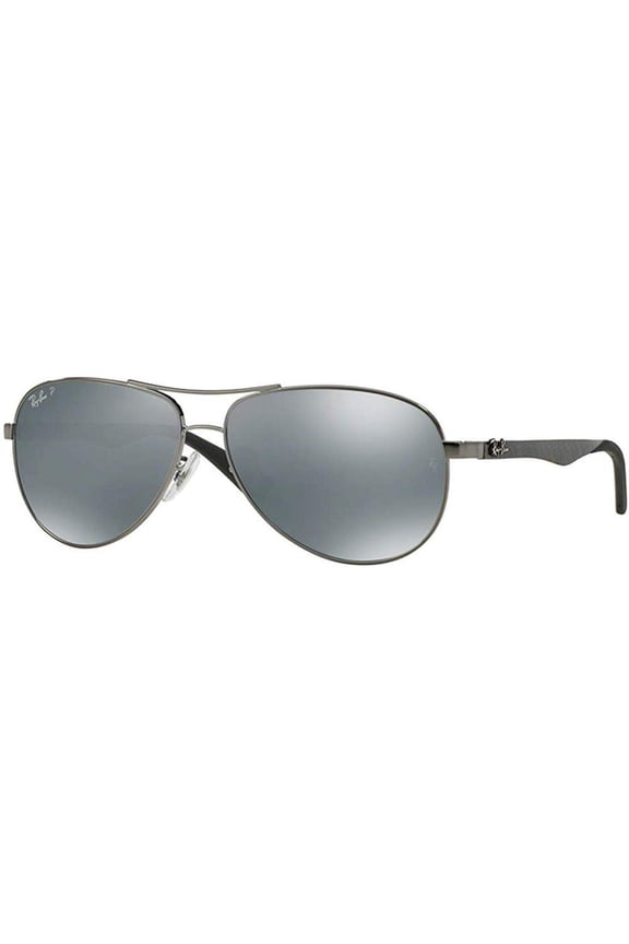 Ray-Ban RB8313 CARBON FIBRE 004/K6 61M Shiny Gunmetal/Blue Silver Mirror Polarized Sunglasses For Men For Women