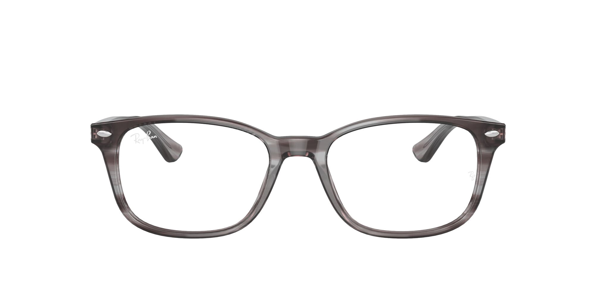 Ray-Ban RB5375 Optics Glasses, Prescription Eyeglasses with Case, Demo Lens/Striped Gray, Size 53