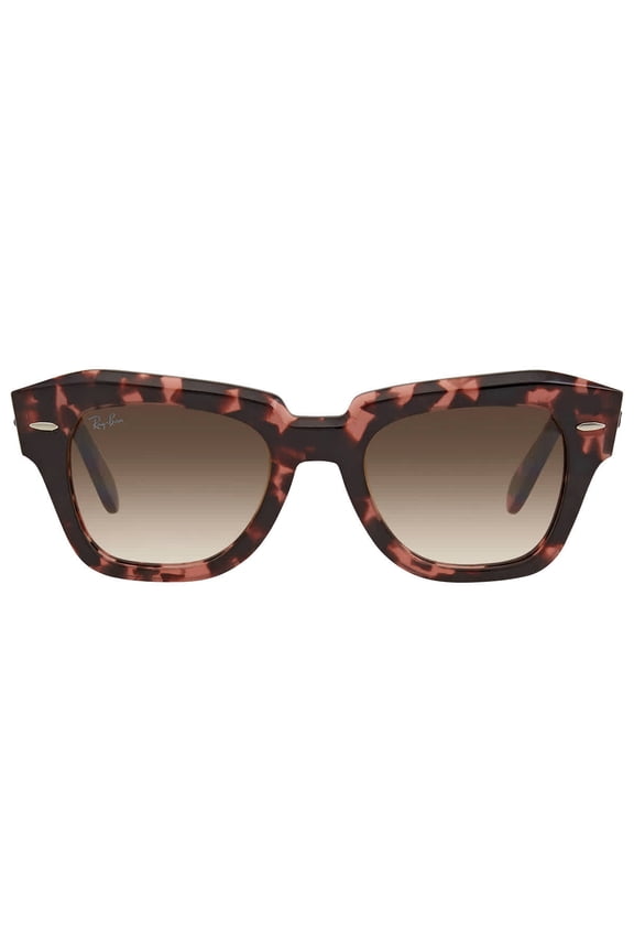 Ray Ban State Street Fleck Light Brown Gradient Square Unisex Sunglasses RB2186 133451 49