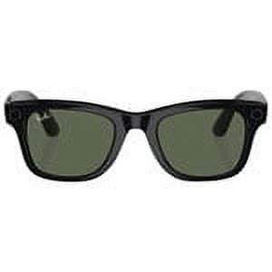 Ray-Ban Meta - Wayfarer Large glasses with Meta AI, Audio, Photo, Video Compatibility - Green Lenses - Shiny Black