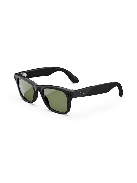 Ray-Ban Meta (Gen 1), Wayfarer Large, Shiny Black, Green Lenses | Smart AI Glasses