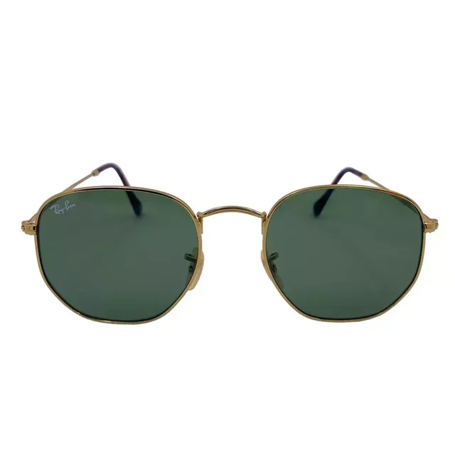 Ray&Ban Sunglasses RB3548N Hexagonal Flat Gold Frame Green Classic