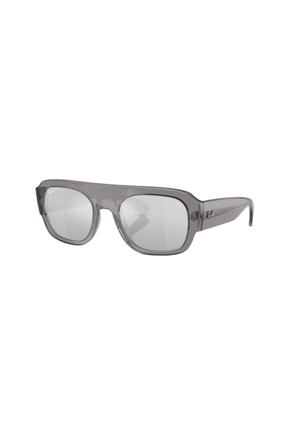 Ray Ban Sunglasses for Women and Men - 0RB2218, with Policarbonate Polarized Lenses and Moulded Acetate Glases Frame - High-Bridge Fit - Unisex - Tr. Grey/Grey Mirror Gradien Silver - 55