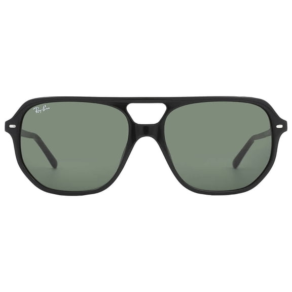 Ray Ban Sunglasses for Women and Men - Bill One RB2205 - Designer Sunglasses with High-Bridge Fit and Crystal Standard Lenses - Unisex - Black/Green - Size 57