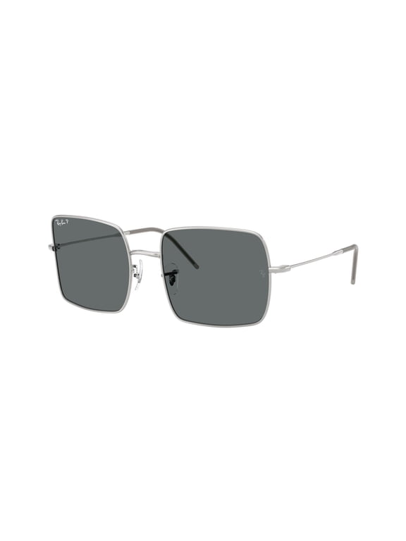 Ray Ban Sunglasses for Women - 0RBR0104S Square Reversed, with Polarized Lenses and Metal Glases Frame - Silver/Dark Grey Polar - 54