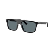 Ray Ban Sunglasses for Women and Men - 0RB2222 Square Injected Frame with Crystal Polarized Lenses - Unisex - Black/Dark Blue Polar - 57