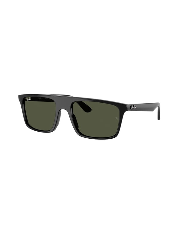 Ray Ban Sunglasses for Women and Men - 0RB2222 Square Injected Frame with Crystal Standard Lenses - Unisex - Black/Green - 55