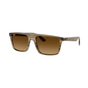 Ray Ban Sunglasses for Women and Men - 0RB2222 Square Injected Frame with Crystal Standard Lenses - Unisex - Striped Green/Gradient Brown - 57