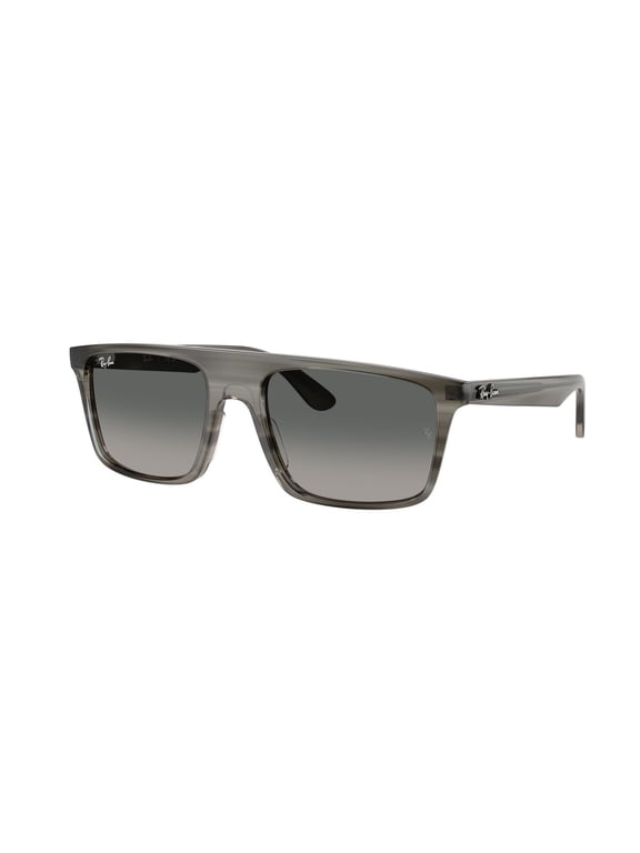 Ray Ban Sunglasses for Women and Men - 0RB2222 Square Injected Frame with Crystal Standard Lenses - Unisex - Striped Grey/Gradient Gray - 55