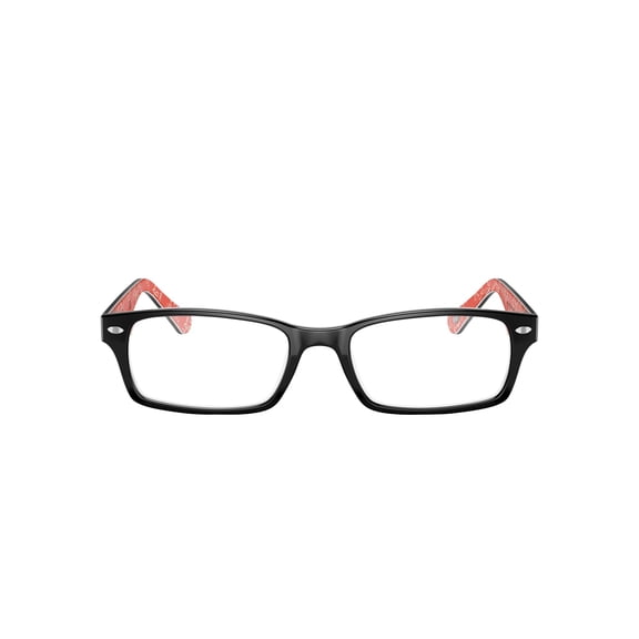 Ray-Ban RB5206 Optics Glasses, Prescription Eyeglasses with Case, Demo Lens/Black On Red, Size 52