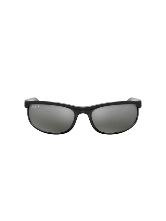 Unisex Size 62 Rectangular Predator 2 Sunglasses with Case, Black/Dark Gray
