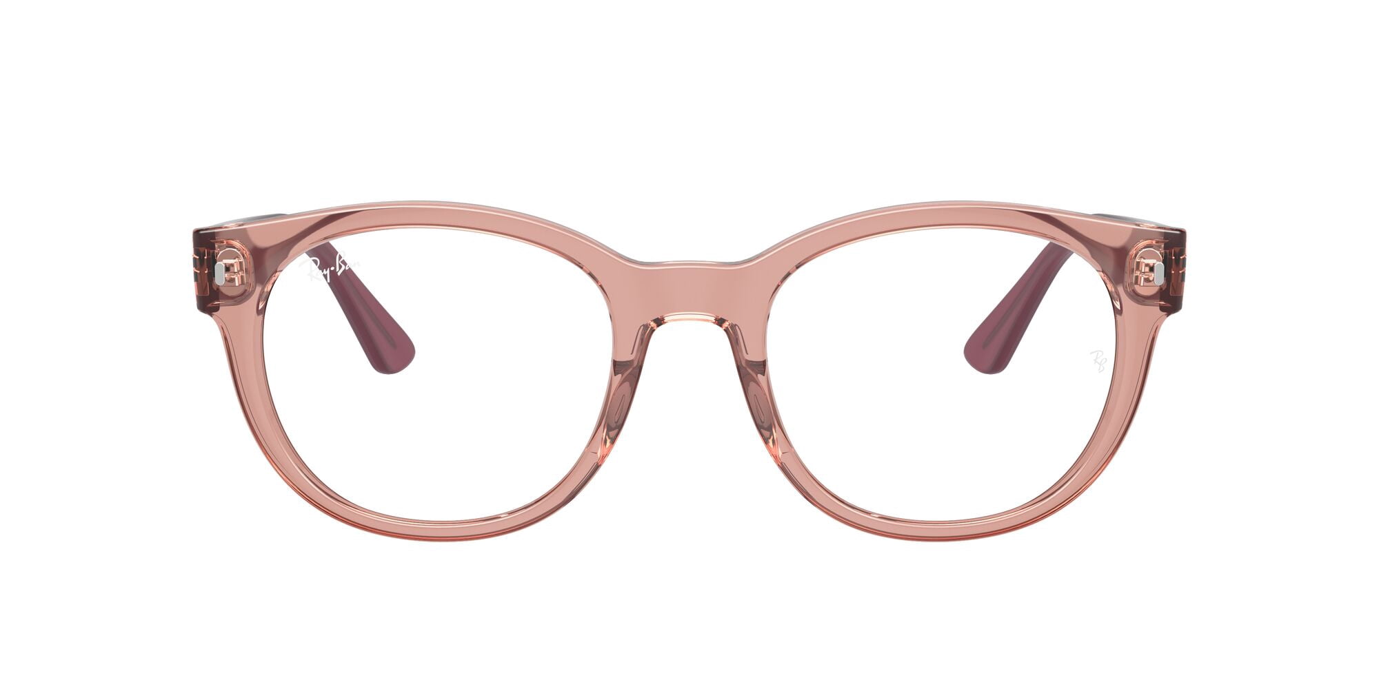 Ray-Ban Women's Size 51 Rectangular RB7227 Optics Prescription Eyeglasses with Case, Transparent Pink/Demo Lens
