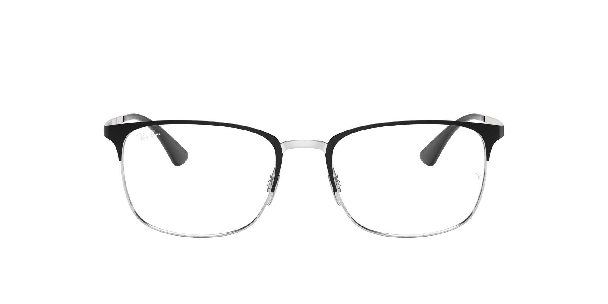 Ray-Ban Unisex Size 54 Semi-Rimless Prescription Eyeglasses with Case, Matte Black on Silver/Demo Lens