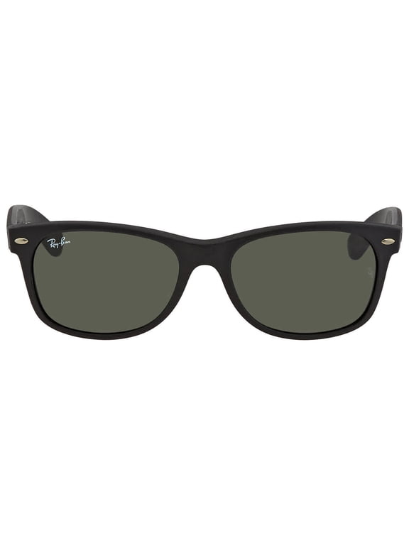 sunglasses RB2132 New Wayfarer (646231) rubber black on black with g-15 green lenses, 55mm