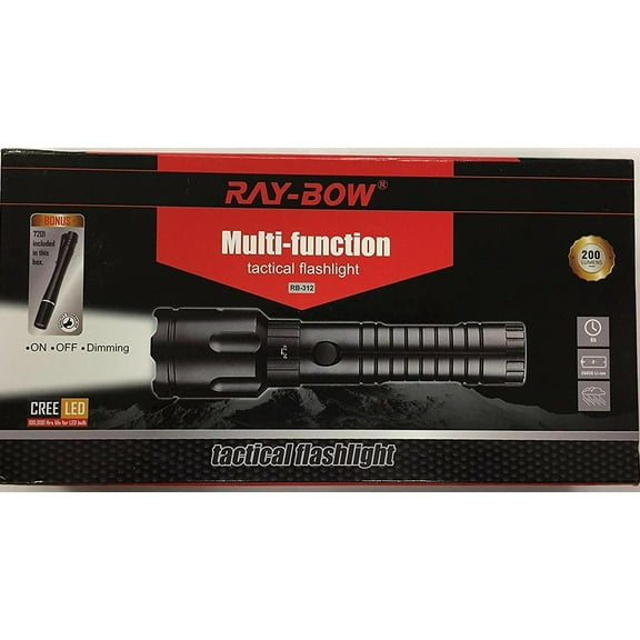 Ray-Bow RB-312 200-Lumens Multi-Function Rechargeable LED Flashlight 100-240 Volt - 50/60 Hz