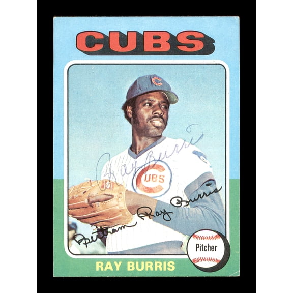 Ray Burris Autographed 1975 Topps Mini Card #566 Chicago Cubs SKU #168671