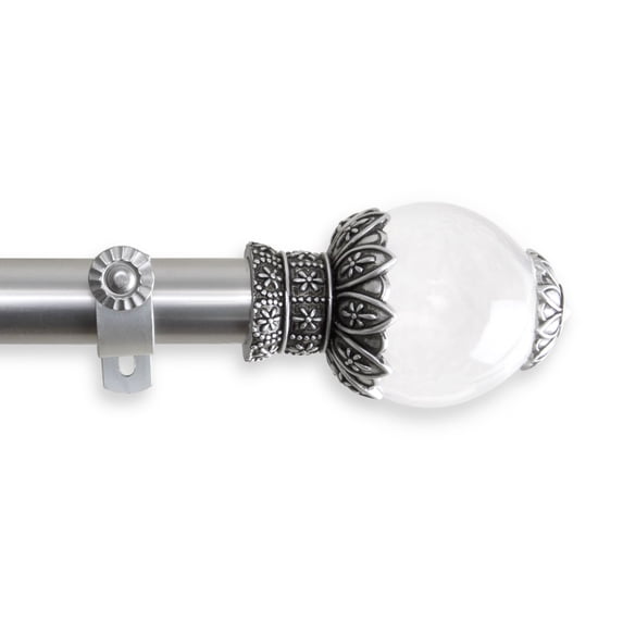 Contemporary Home Living 120"- 170" Silver and White Ray Telescoping Curtain Rod