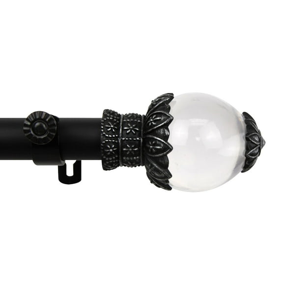 Contemporary Home Living 54.25" Black and Clear Ray Contemporary Window Single Curtain Rod