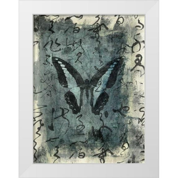Ray, Elena 25x32 White Modern Wood Framed Museum Art Print Titled - Butterfly Calligraphy IV