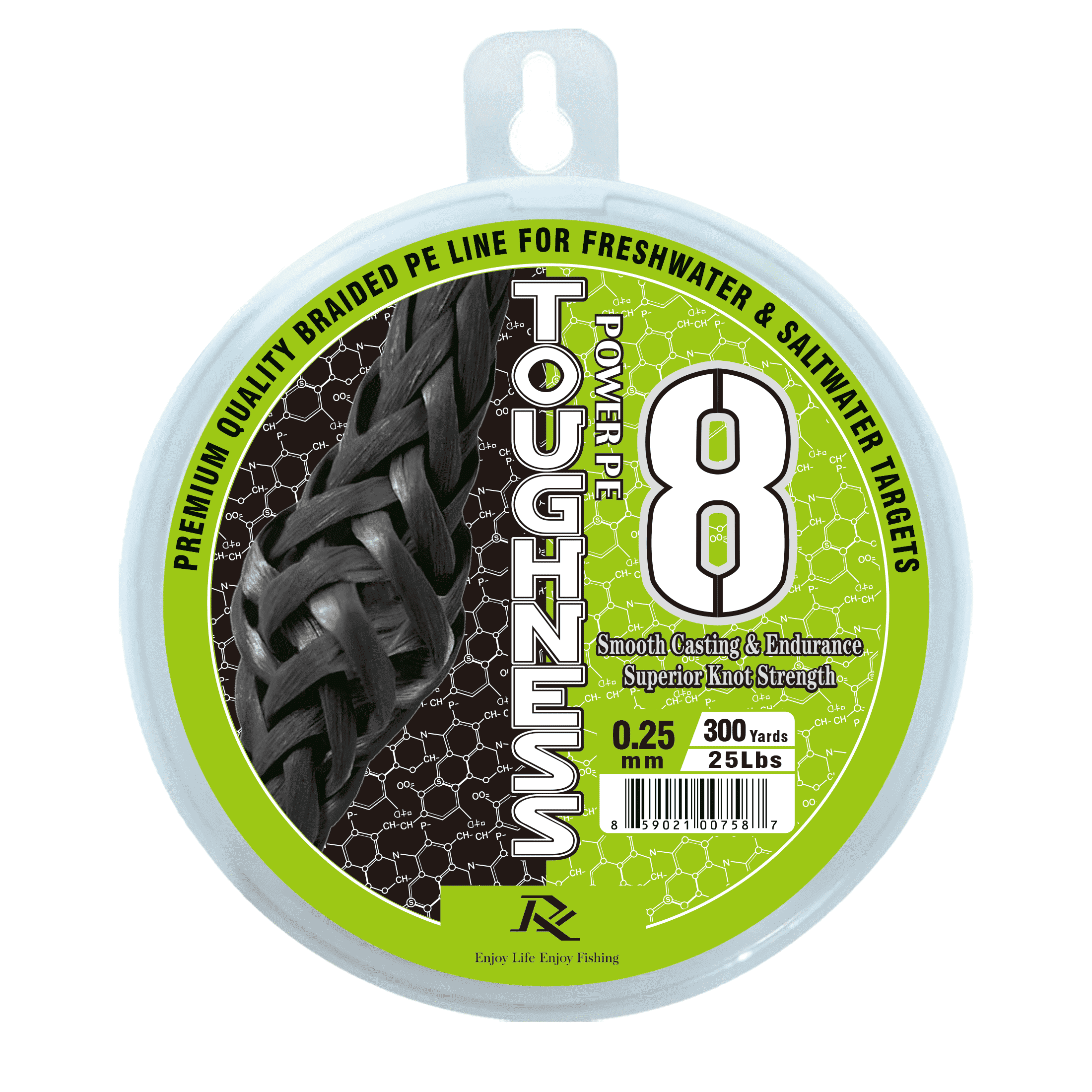Ray Fishing Toughness 8 Strands Braided Fishing Line - CAST FURTHER & LASTS LONGER – Greater abrasion resistance – Strong knot strength – Smaller Diameter – Fresh and salty (Lime Green, 0.25mm-25Lbs）