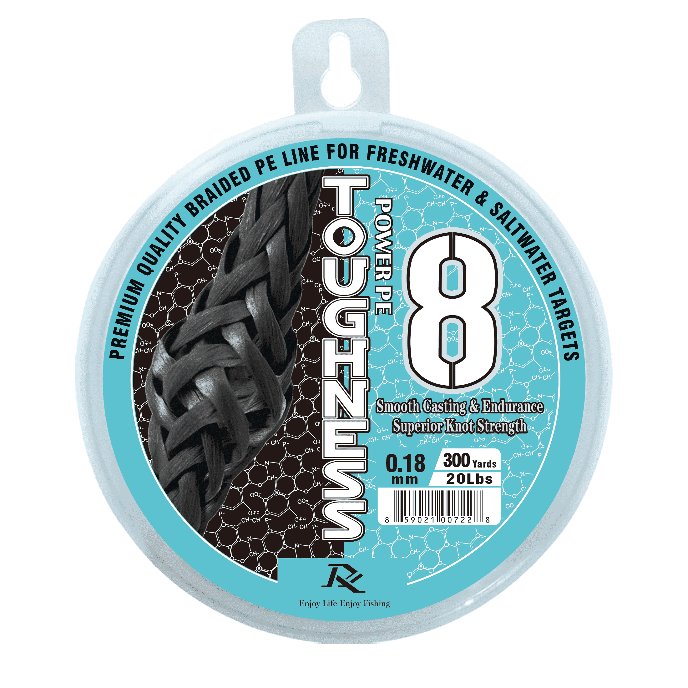 Ray Fishing Toughness 8 Strands Braided Fishing Line - CAST Further & Lasts Longer – Greater Abrasion Resistance – Strong Knot Strength – Smaller Diameter – Fresh and Salty (Blue Camo, 0.18mm-20Lbs)