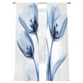 thumbnail image 1 of Ray Flower Sheer Curtains for Living Room Bedroom, Light-filtering Sheer Curtain, Abstract Blue Tulip Transparent Floral Rod Pocket Voile Window Treatment Drapes, 52’’Wx108’’L, 2 Panels Set, 1 of 7