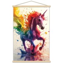 Ray Heere - Rainbow Unicorn Wall Poster with Magnetic Frame, 22.375" x 34"