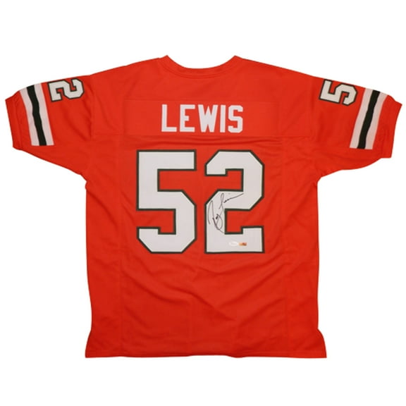 Ray Lewis Autographed Miami Hurricanes (Orange #52) Custom Jersey