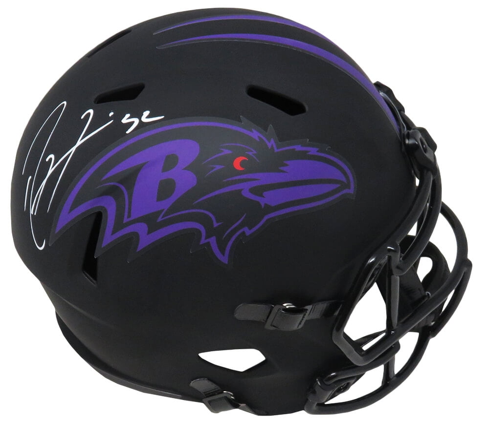 Ray Lewis Signed Baltimore Ravens Eclipse Black Matte Riddell Full Size Speed Replica Helmet