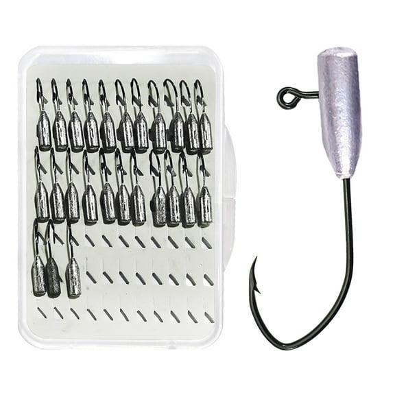 Ray Mini Tube Jig Heads for Crappie Fishing Tube Bait Jig Hooks 25 Pack Swimbait Jig Hooks Saltwater Freshwater Fishing Hooks Tube Jigs Lead Color, 1/16 oz Mustand 32500 BN 6# Hook
