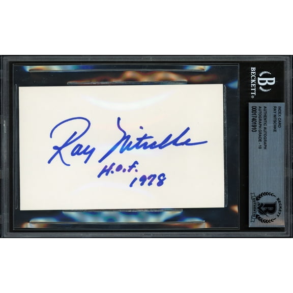 Ray Nitschke Autographed 3x5 Index Card Green Bay Packers Auto Grade Gem Mint 10 "HOF 1978" Beckett BAS #17401910