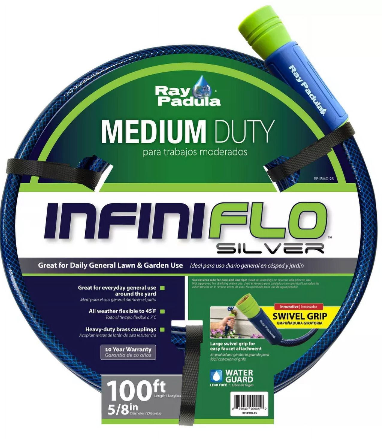 Ray Padula InfiniFlo 100ft Silver Medium Duty Garden Hose