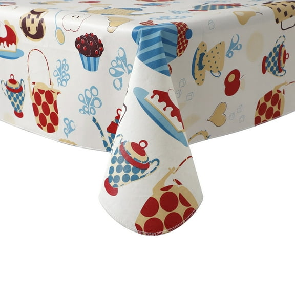 Ray Star 52x70in Flannel Backed Vinyl Tablecloths Waterproof Oil-Proof PVC Table Cloth Stain-Resistant Wipeable Table Cover