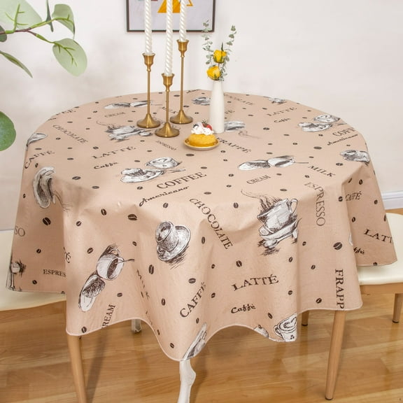 Ray Star 60in Round Christmas Tablecloth Vinyl Flannel Backed Tablecloth 100% Waterproof Oil-Proof PVC Table Cloth Stain-Resistant Wipeable Table Cover