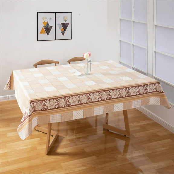 Ray Star 60x84 Vinyl Tablecloth with Flannel Backing,Plastic Waterproof Rectangle Tablecloths,Christmas Tablecloth for Camping Dining Indoor and Outdoor