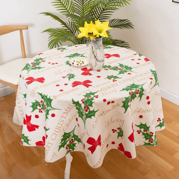 Ray Star Christmas Tablecloth 60 Round Halloween Table Cloth 100% Waterproof Oil Proof Spill Proof PVC Table Cloth, Wipe Clean Table Cover