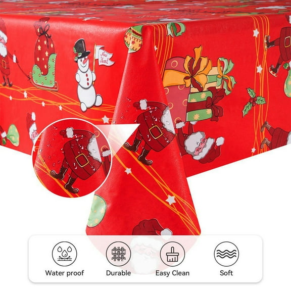 Ray Star Vinyl Party Tablecloths 52x90inch Christmas Tablecloth Plastic Indoor Outdoor Tablecloths Oilcloth Table Cover