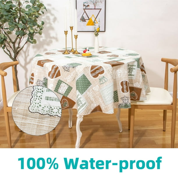 Ray Star Vinyl Party Tablecloths 60in Round Spring Tablecloth Plastic Picnic Outdoor and Camping